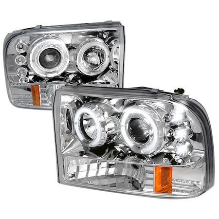Spec-D Tuning 99-04 Ford F250 Halo LED Projector Chrome 2LHP-F25099-TM